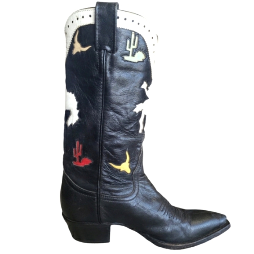 Larry Mahan Rare Rodeo Cowgirl Western Boots & Cactus and Horse Design 5.5 B